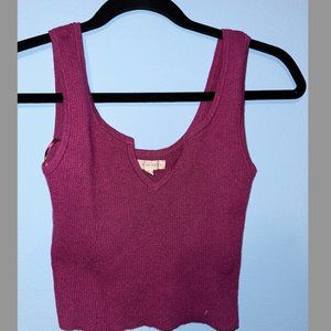 LA Hearts PacSun fuchsia pink waffle knit sweater cropped tank